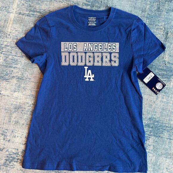 NWT! Girls Blue White Silver Glitter Los Angeles Dodgers MLB Baseball XL 14 / 16 - Picture 1 of 6